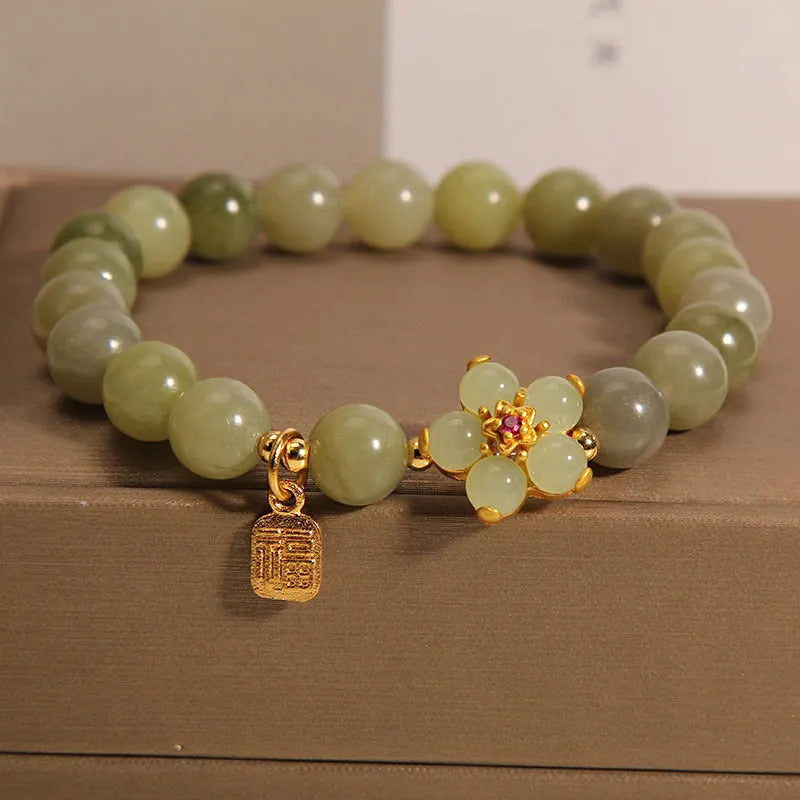 Women's alloy bracelet with gray jade colour tone, casual style jewellery