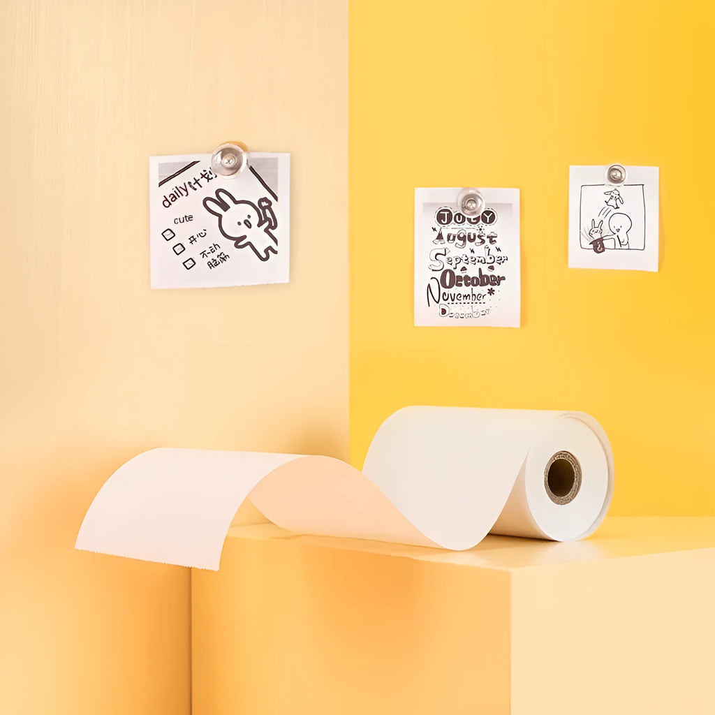 Three rolls of 57x30mm thermal paper for portable printers in packaging box