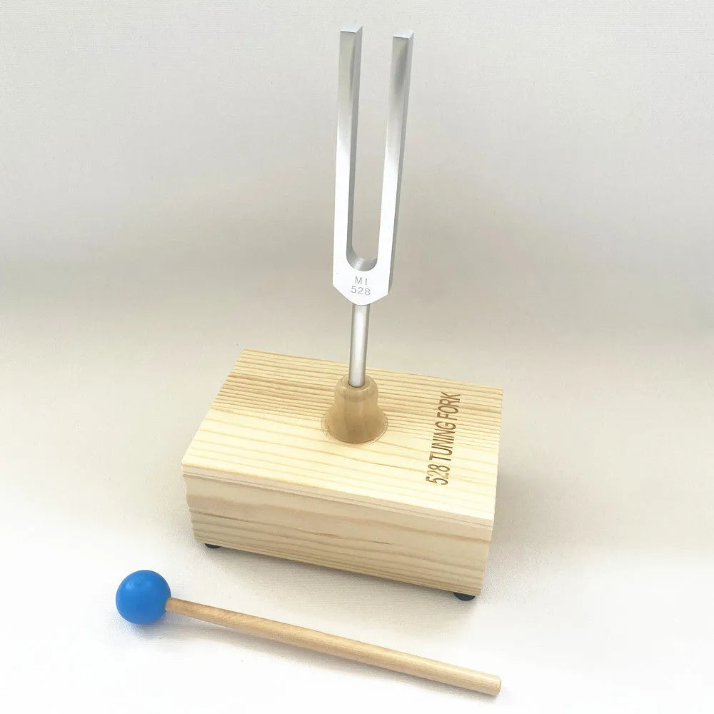 Aluminium alloy tuning fork and speaker set for 432Hz or 528Hz sound therapy.