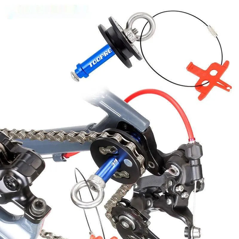 Aluminium alloy bicycle chain holder tool shown in barrel shaft, basic, and quick release versions.