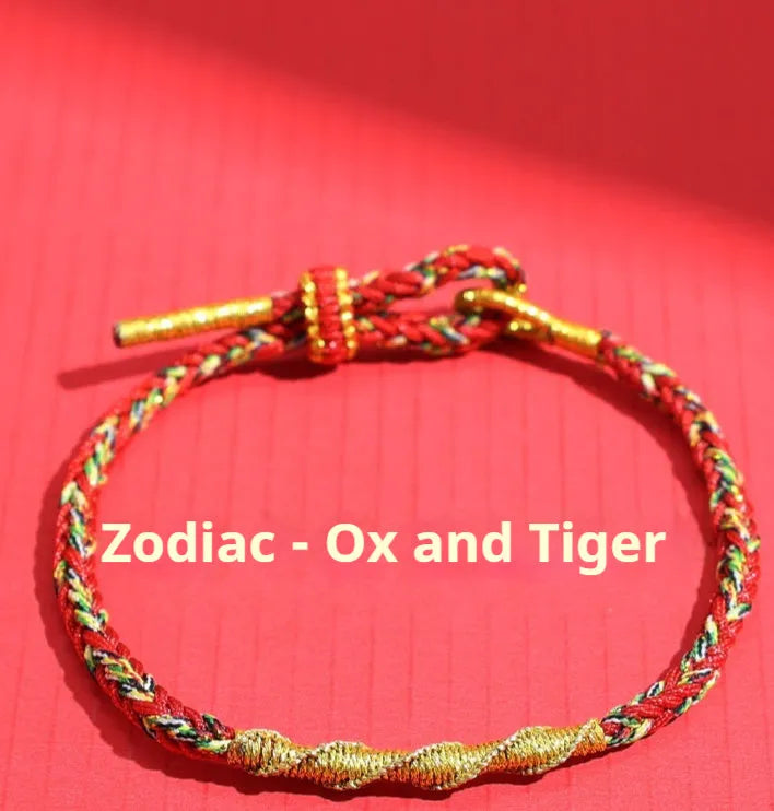 Adjustable eight-strand woven hand strap in multiple zodiac-inspired colours, showing the sliding length adjuster.