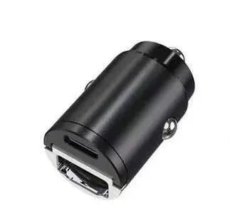 Mini 30W car cigarette lighter charger with zinc alloy body for fast PD and QC charging