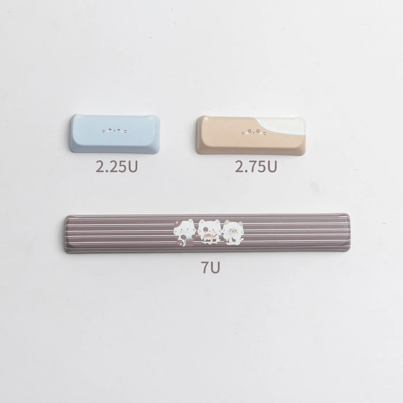 Sea salt cat design PBT keycap set with sublimation printing showing 1.5u space bar and March past supplements