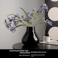 Ceramic round belly French high sense decorative vase in black or white with coloured glaze finish and floral ornaments
