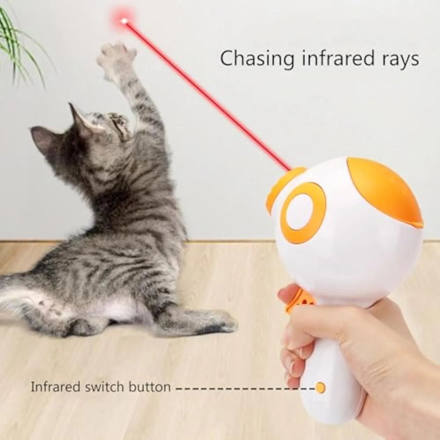 Green, orange or pink plastic dog treat launcher toy measuring 15.5cm with food dispensing and training functions