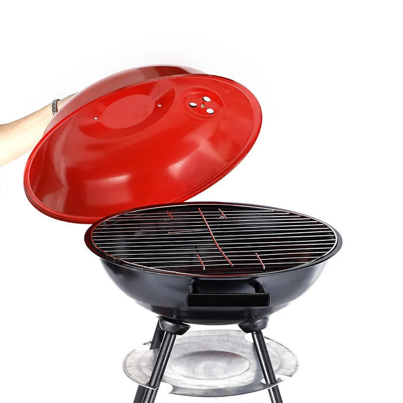 Portable iron barbecue oven with 14-inch Apple stove format for outdoor cooking