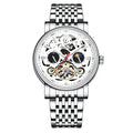 Men's tourbillon mechanical watch with luminous hands and water resistance in rose black colour