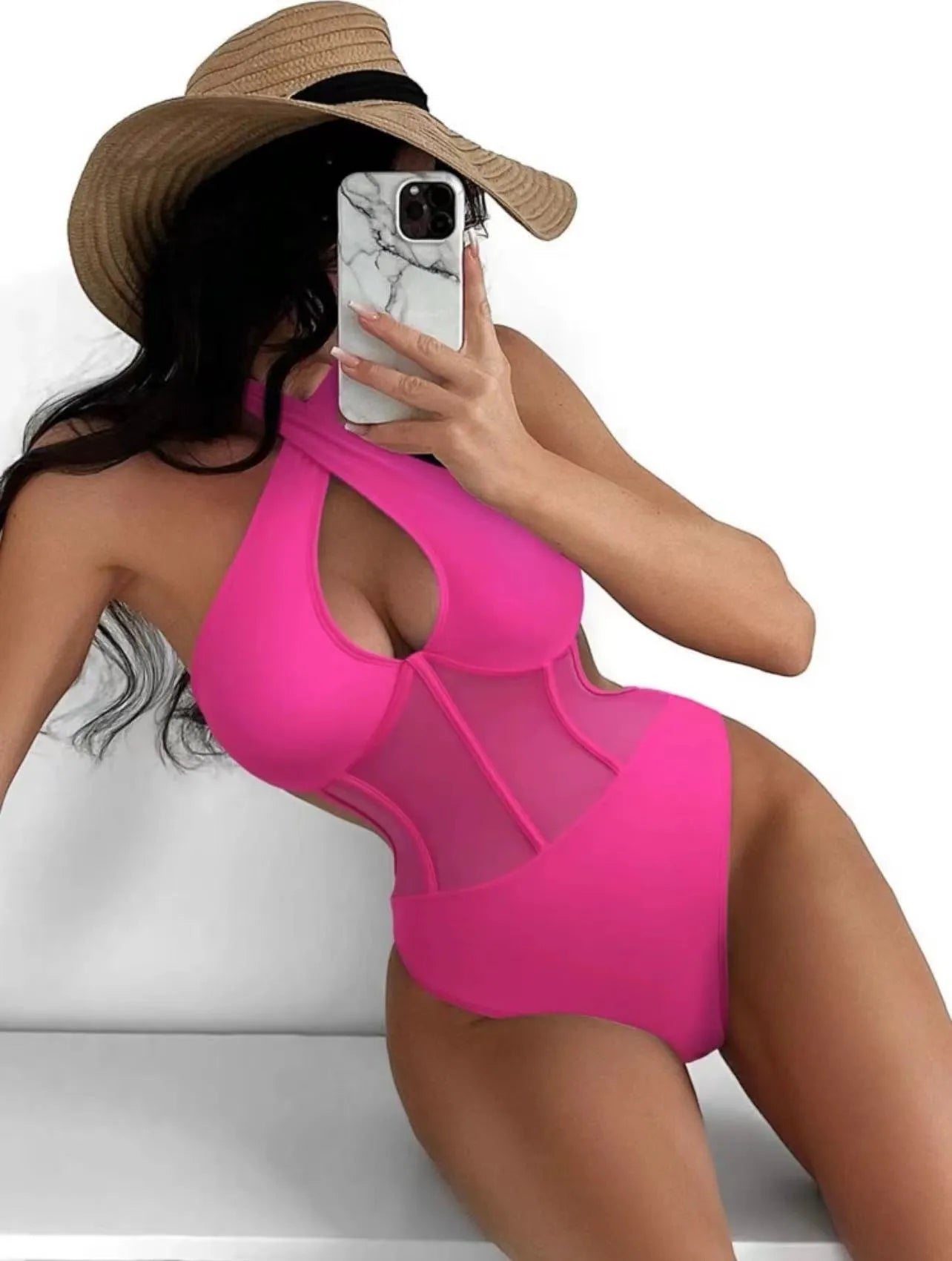 Ladies one-piece swimsuit bikini in nylon and spandex fabric available in three colours