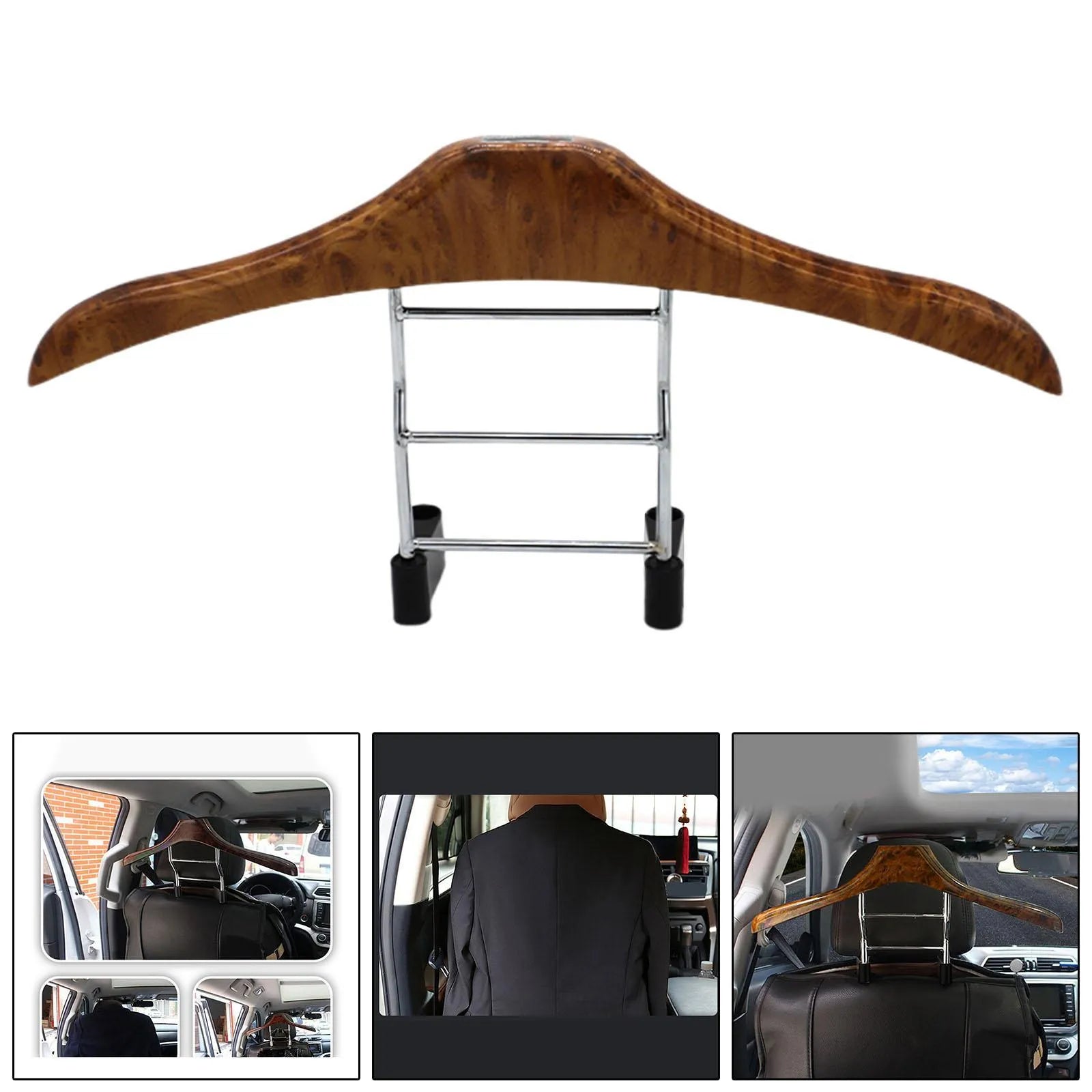 Wood yellow stainless steel car mounted clothes hanger with detachable design