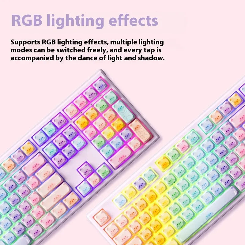 Sugar Cat coloured mechanical keyboard with Bluetooth connectivity and piano switches in MG108B colour scheme