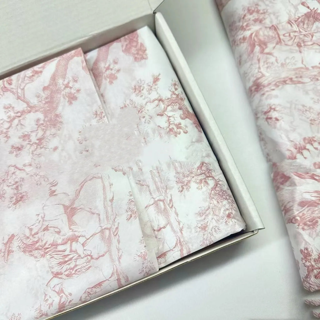 French romance floral retro tissue paper sheet in pink purple or green purple, 50x70cm size.