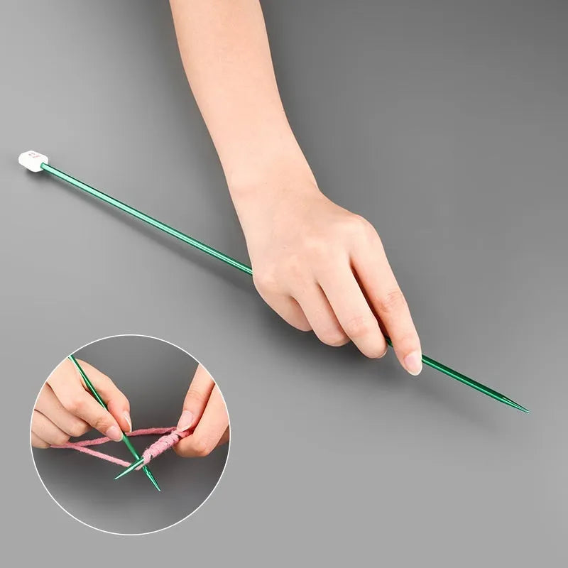 Set of lengthened crochet hooks in multiple sizes from 2.0mm to 10.0mm with protective end caps.