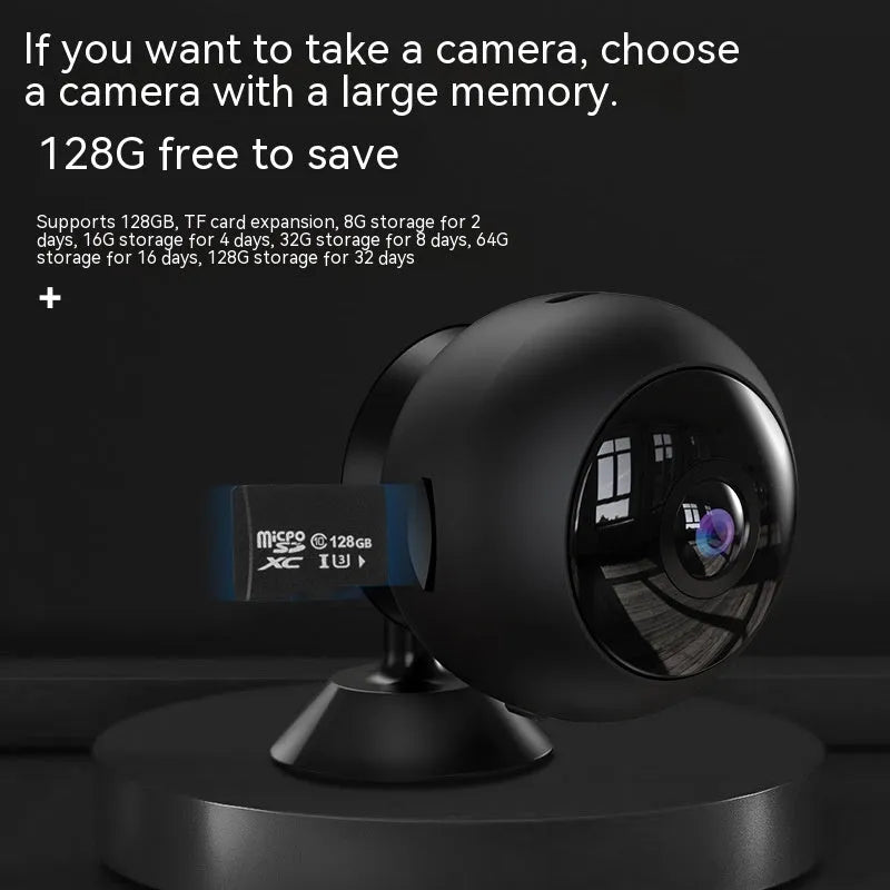 White or black 1080p wireless WIFI security camera with a 3.6° lens on an ABS plastic housing.