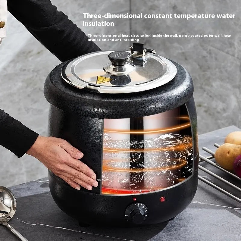 Black stainless steel electric heating insulation pot with large mouth cover and adapter plug