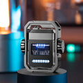 Blue double arc electric lighter with mechanical gyroscope decompression feature and Type-C charging port