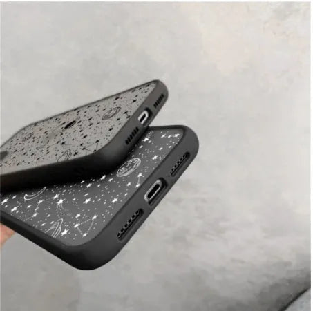 Universal black and white iPhone case compatible with multiple iPhone models
