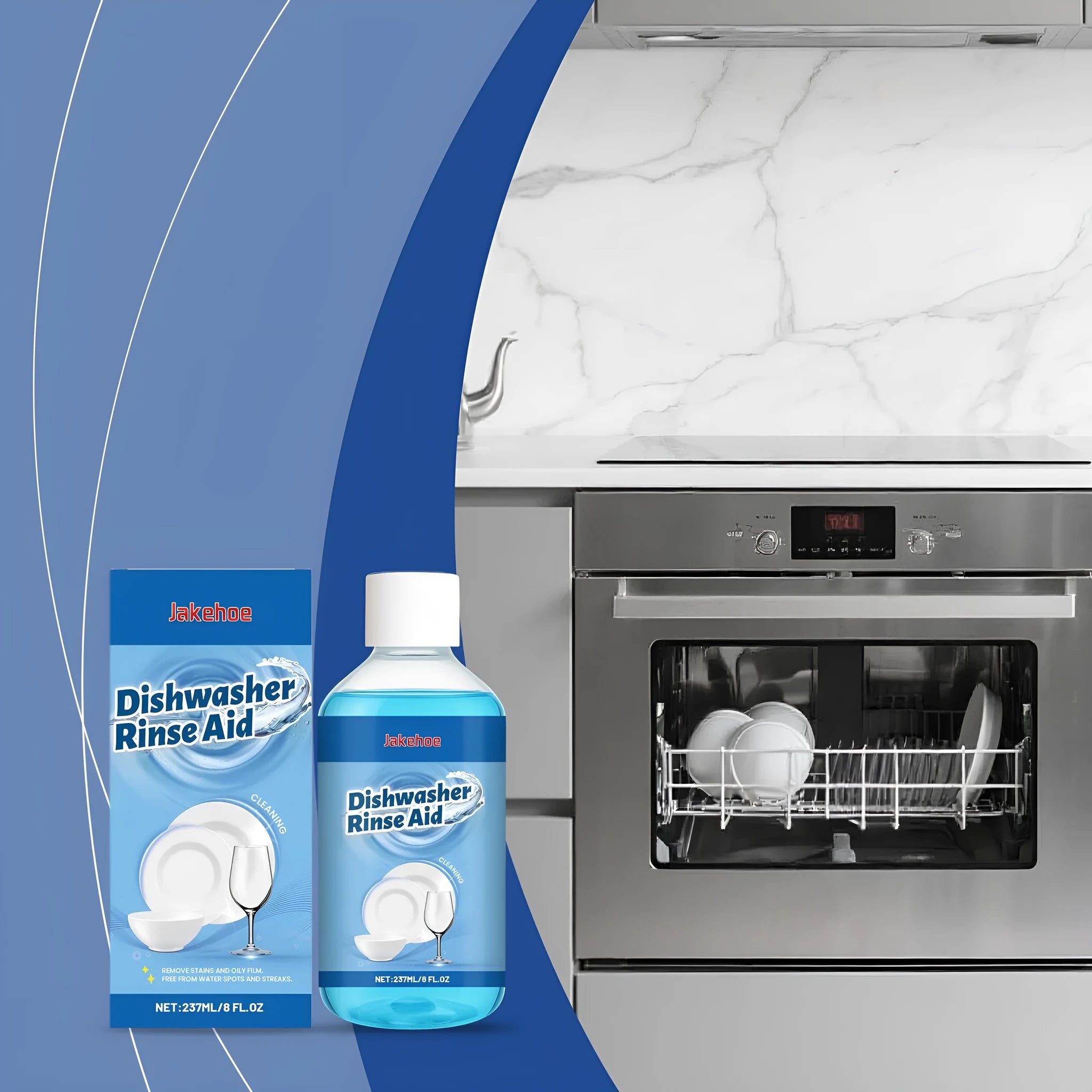 237mL dishwasher detergent aid bottle for household automatic dishwasher cleaning