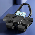 Abdominal wheel fitness equipment with four wheels in black, blue, or orange colour options