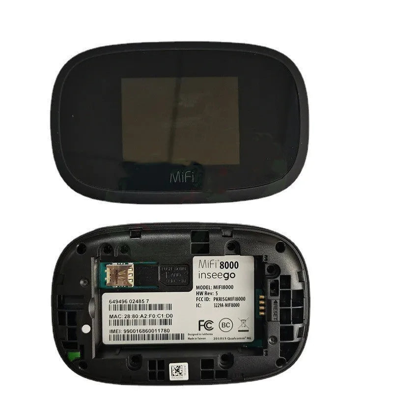 Black Full Network 4G portable wireless router on a white background.