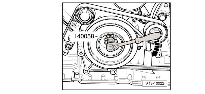 AODI T40058 grey metal crankshaft rotating sleeve timing tool for engine alignment.