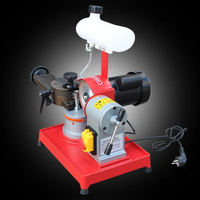 Xiao Mowang manual sharpedge grinding machine for alloy circular saw blades on a workshop bench.
