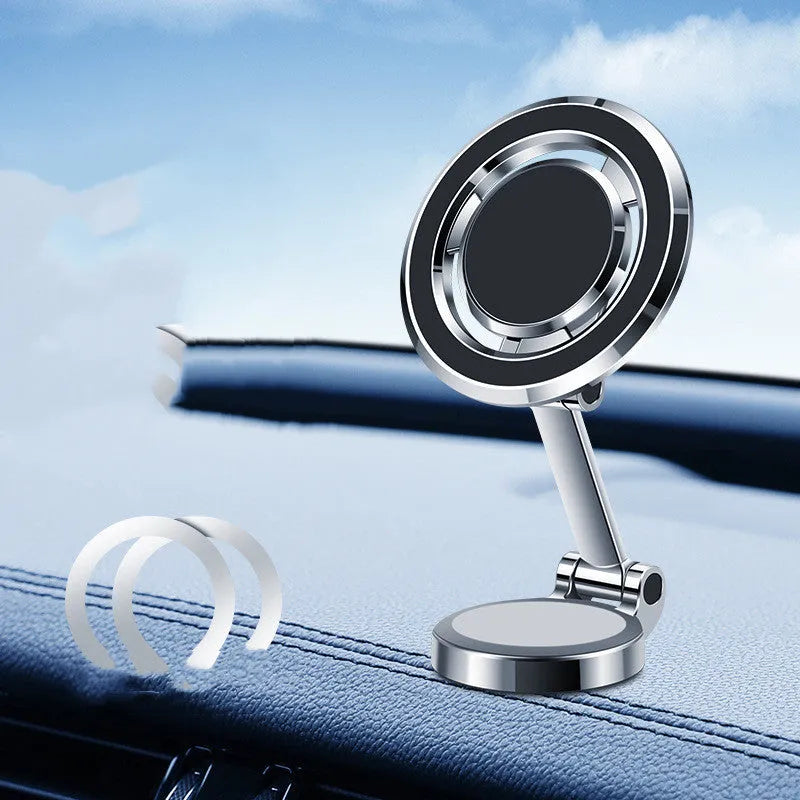 Car mobile phone holder with rotating magnetic bracket mounted on centre console