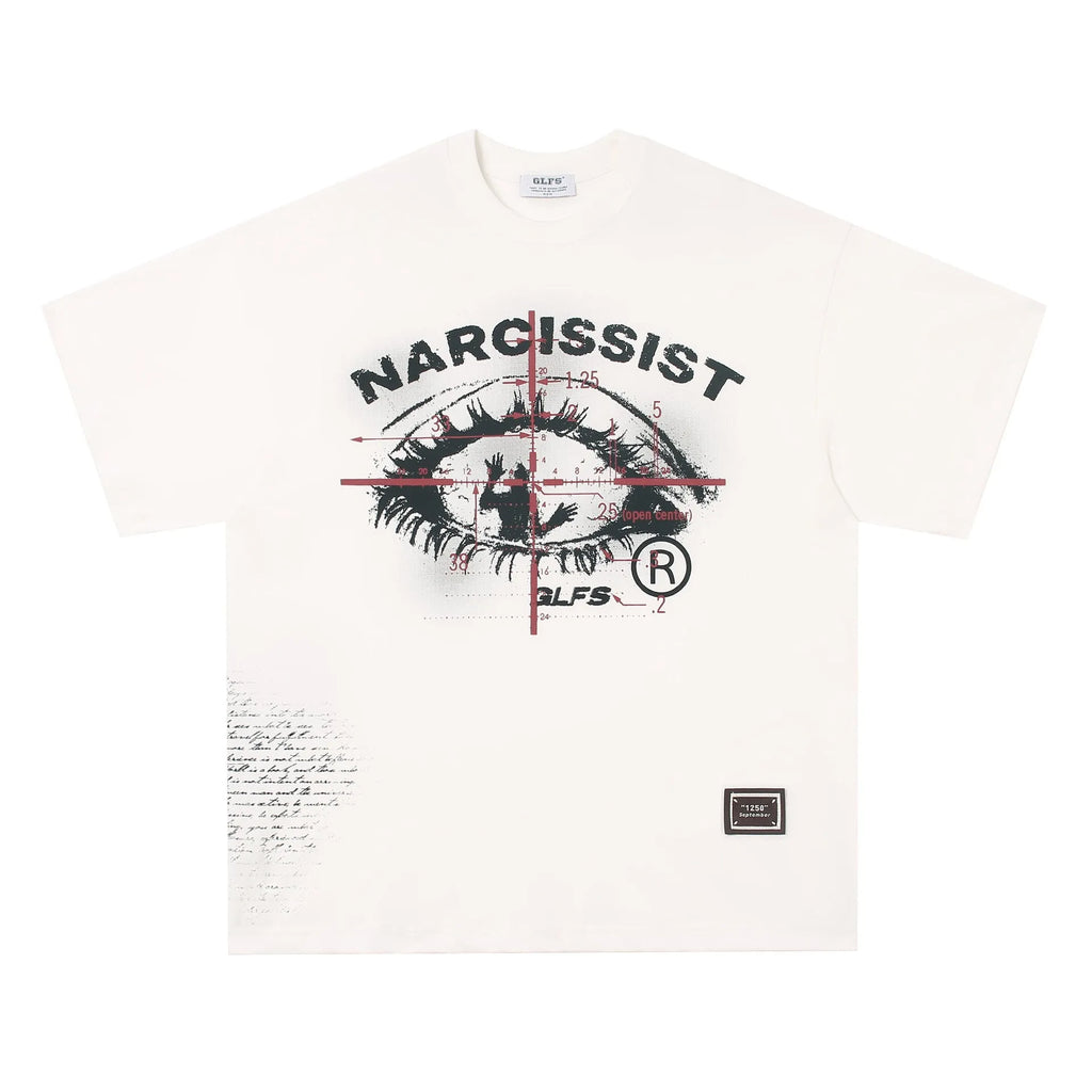 Black and white pure cotton T-shirt with retro hip hop gothic letter print for teenagers