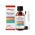 30ml bottle of nail care solution with tea tree oil and white willow bark next to a nail file