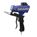 Portable pneumatic sandblasting gun with tank and 6.5mm nozzle in black or blue colours