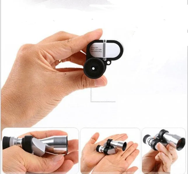 Compact aluminium alloy monocular telescope with foldable rubber eyecup and canvas carrying case