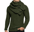 Men winter sweater slim fit pullover in green colour, front view