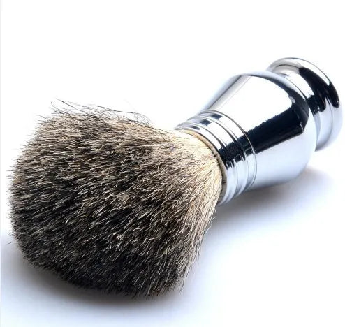 CSB shaving set with badger hair brush, double edge razor, chrome stand, bowl and 10 blades