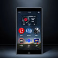 Black Ruizu H1 slim MP3 MP4 player with 4-inch touch screen showing music interface