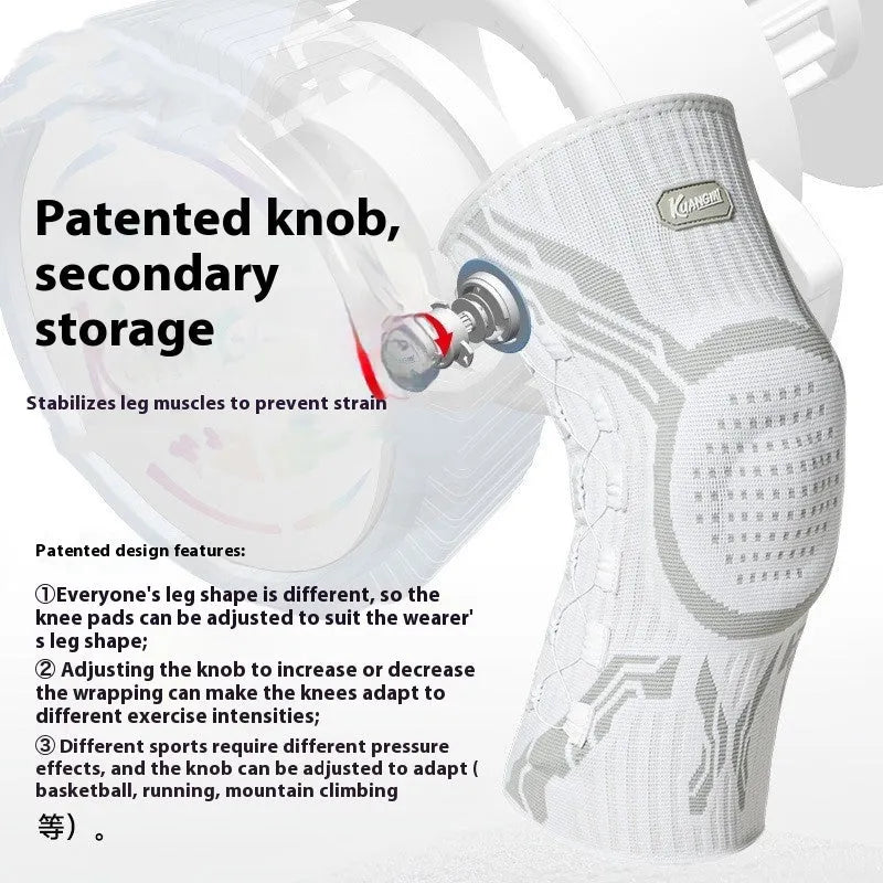 Grey white sports knee pad for left or right foot in adult sizing for basketball football running protection