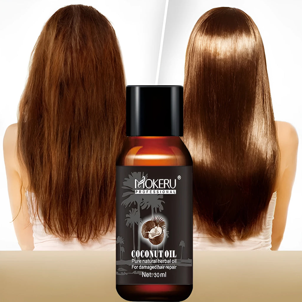 Coconut oil hair repair treatment for frizz and damage, 30ml, white packaging