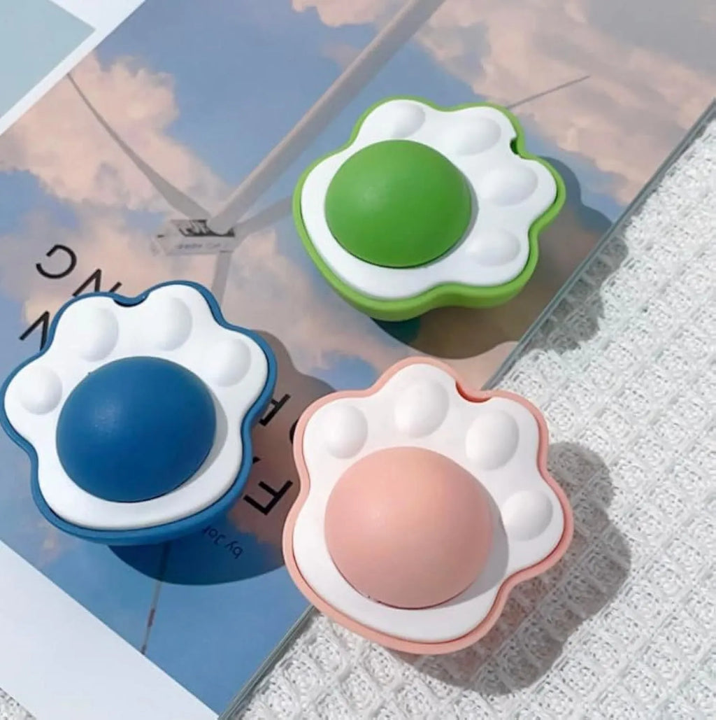 Blue, green and pink edible catnip balls with vine cat lick toys for feline dental care