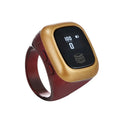 Al-Fatiha electronic zikr counter with digital display on a wrist, shown in rose gold colour with a 20mm band.