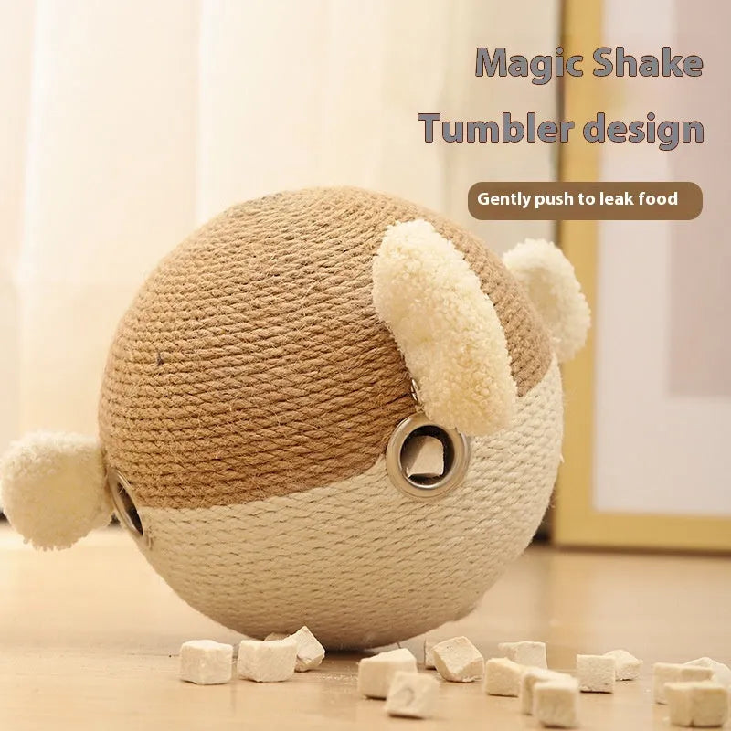 15cm cube-shaped sisal pet feeder puzzle with puffer leakage design for dogs and cats