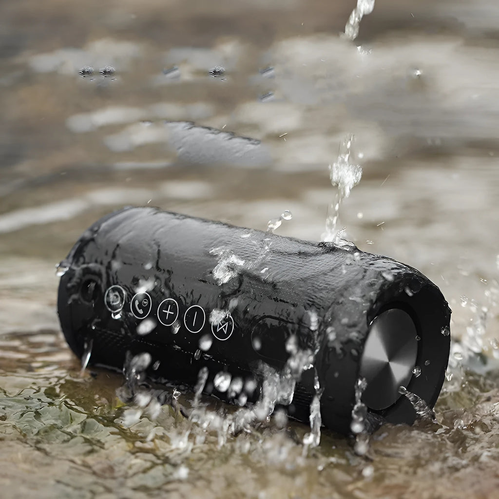 Outdoor waterproof Bluetooth speaker in camouflage colour with TF card slot and control buttons