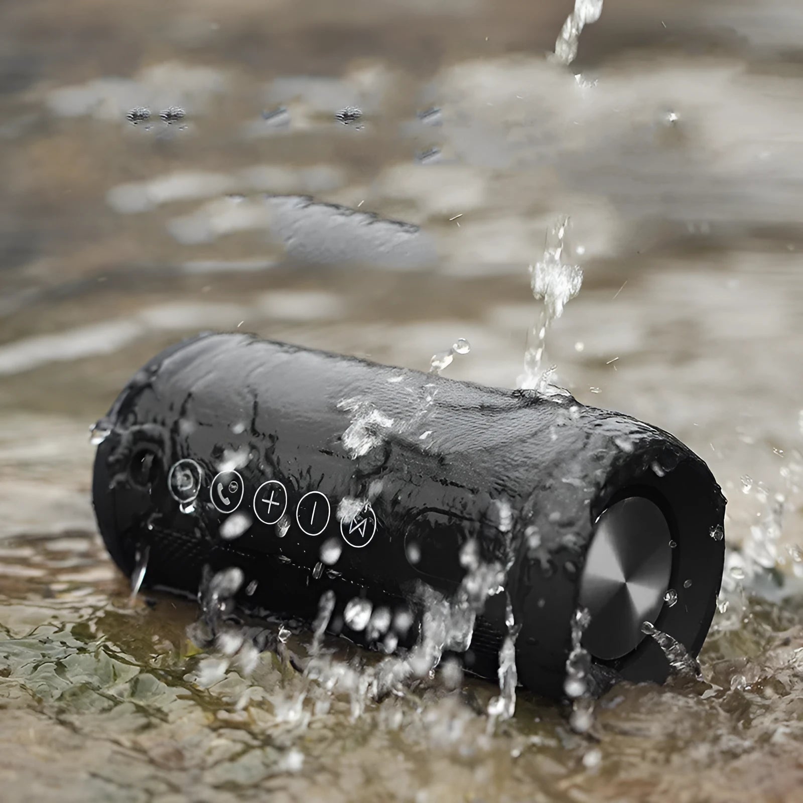 Outdoor waterproof Bluetooth speaker in camouflage colour with TF card slot and control buttons