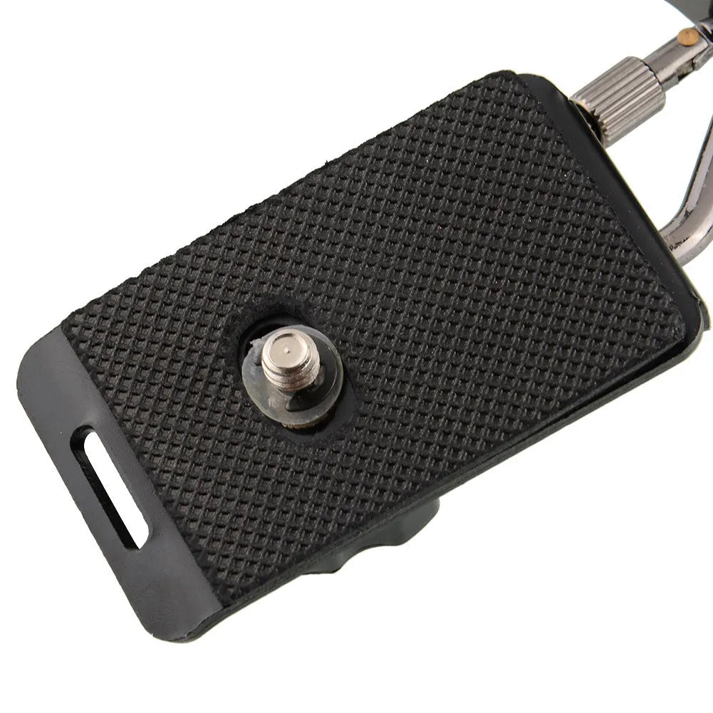 Black dual shoulder SLR camera strap showing two camera attachment points and thick shoulder padding