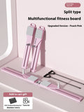 Split multifunctional skiing machine trainer in pink or purple colour, showing its 85cm length and PP construction.