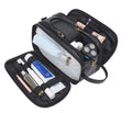 Men's black or brown PU toiletry bag for travel storage with solid colour design