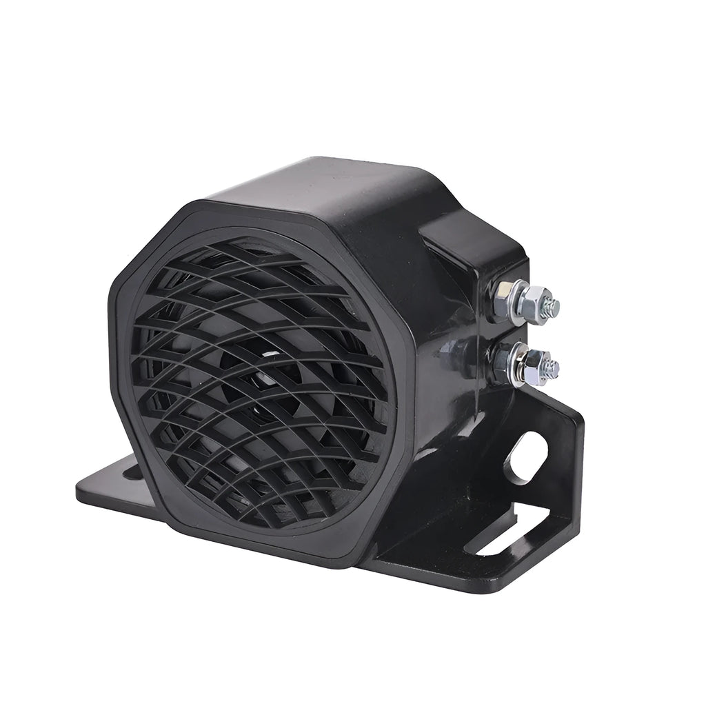 Black GQ-208A vehicle reversing buzzer with 12-80V voltage range and 105dB sound output