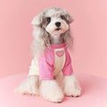 Red embroidered cotton dog summer clothes showing contrast details and short sleeves