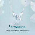 Silver butterfly necklace with adjustable chain showing pendant detail and O-ring links