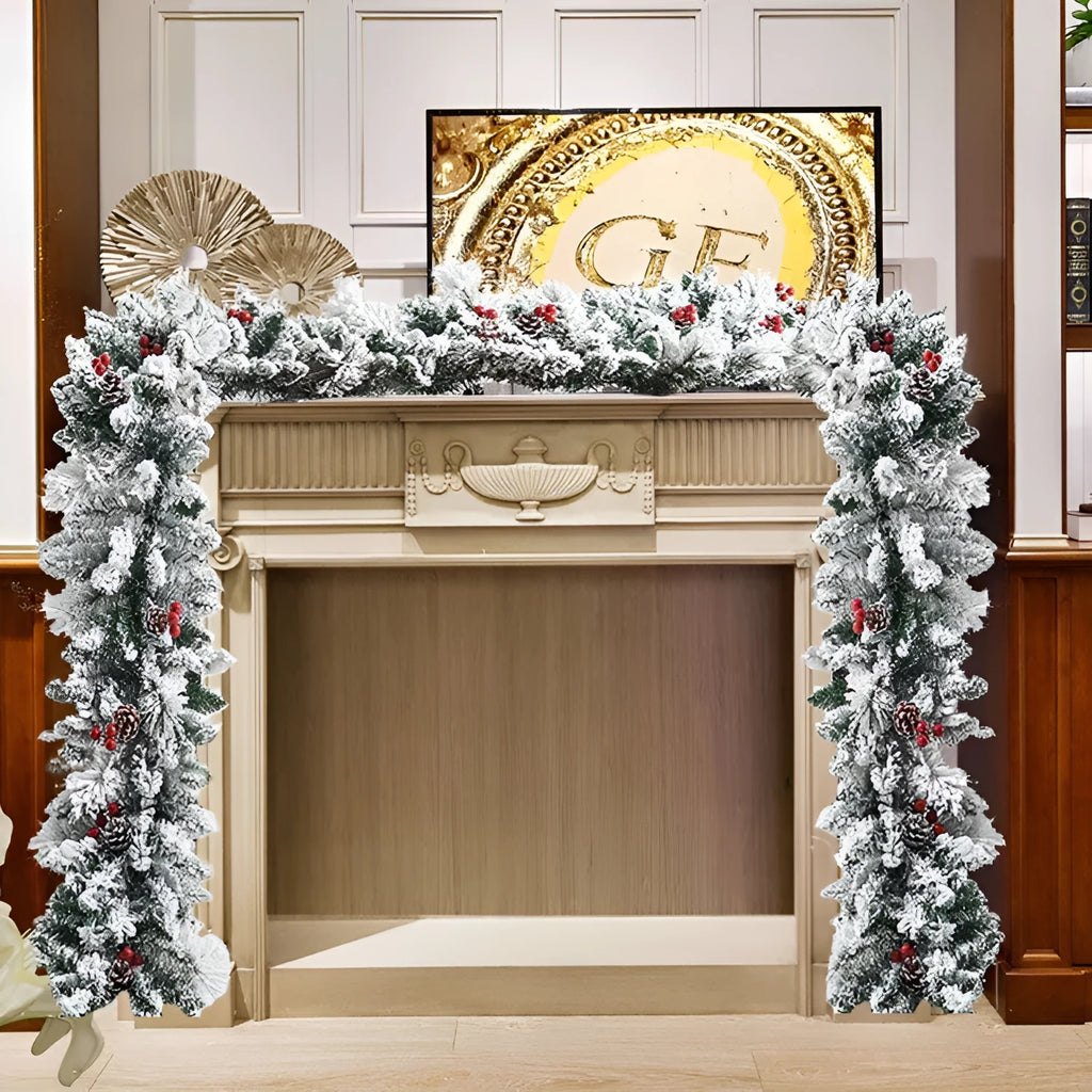 Decorative rattan vine with flocking snow finish for Christmas decoration in three length options