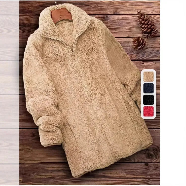 Double-sided fleece-lined jacket in black, navy blue, or khaki colour