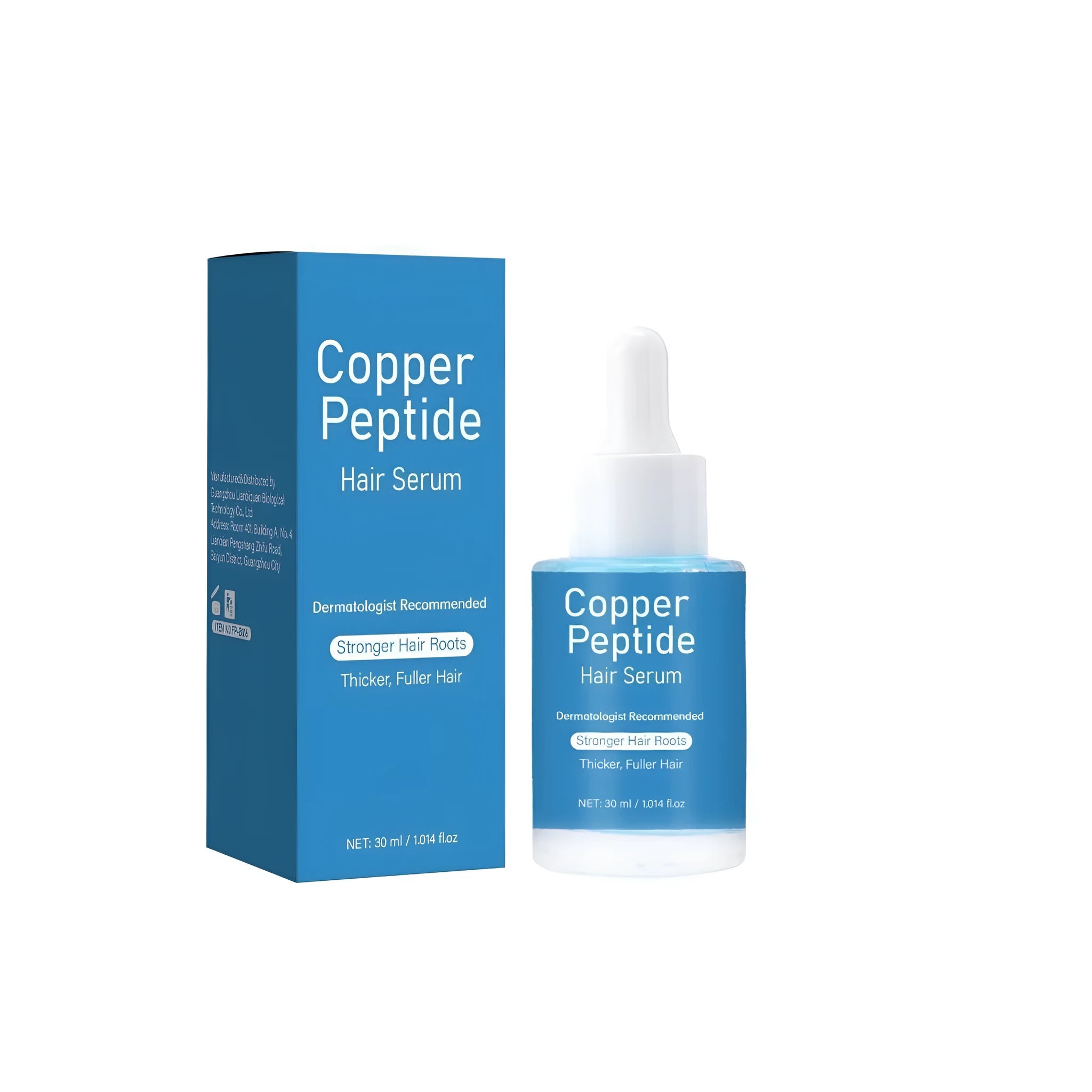 30ml copper peptide hair oil bottle, 38.5mm wide, with FPB016 style code