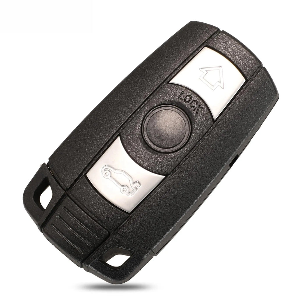 BMW CAS3 semi-intelligent replacement car key remote with three blank metal blades.